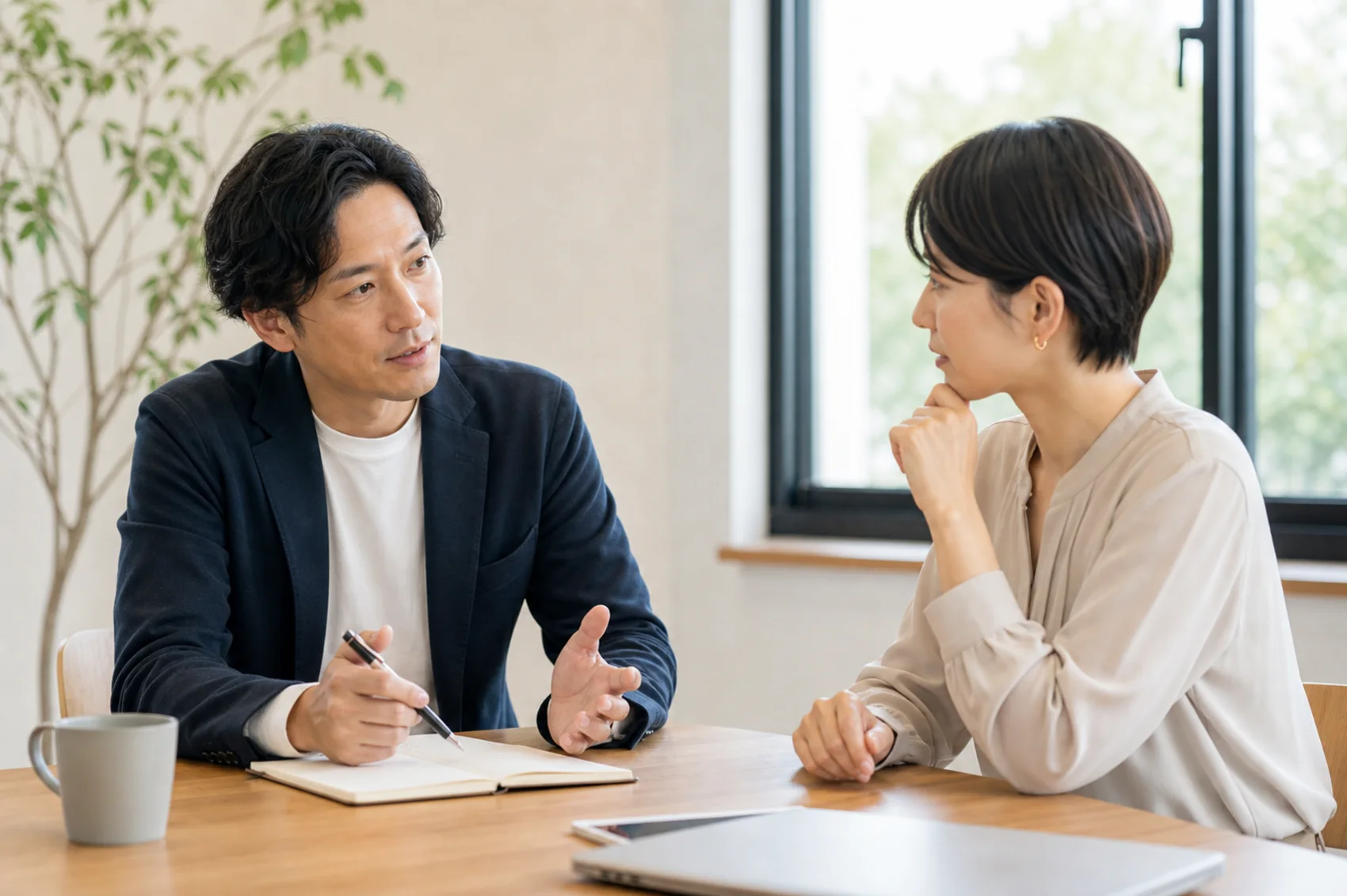 現状や今後の課題について相談するイメージ